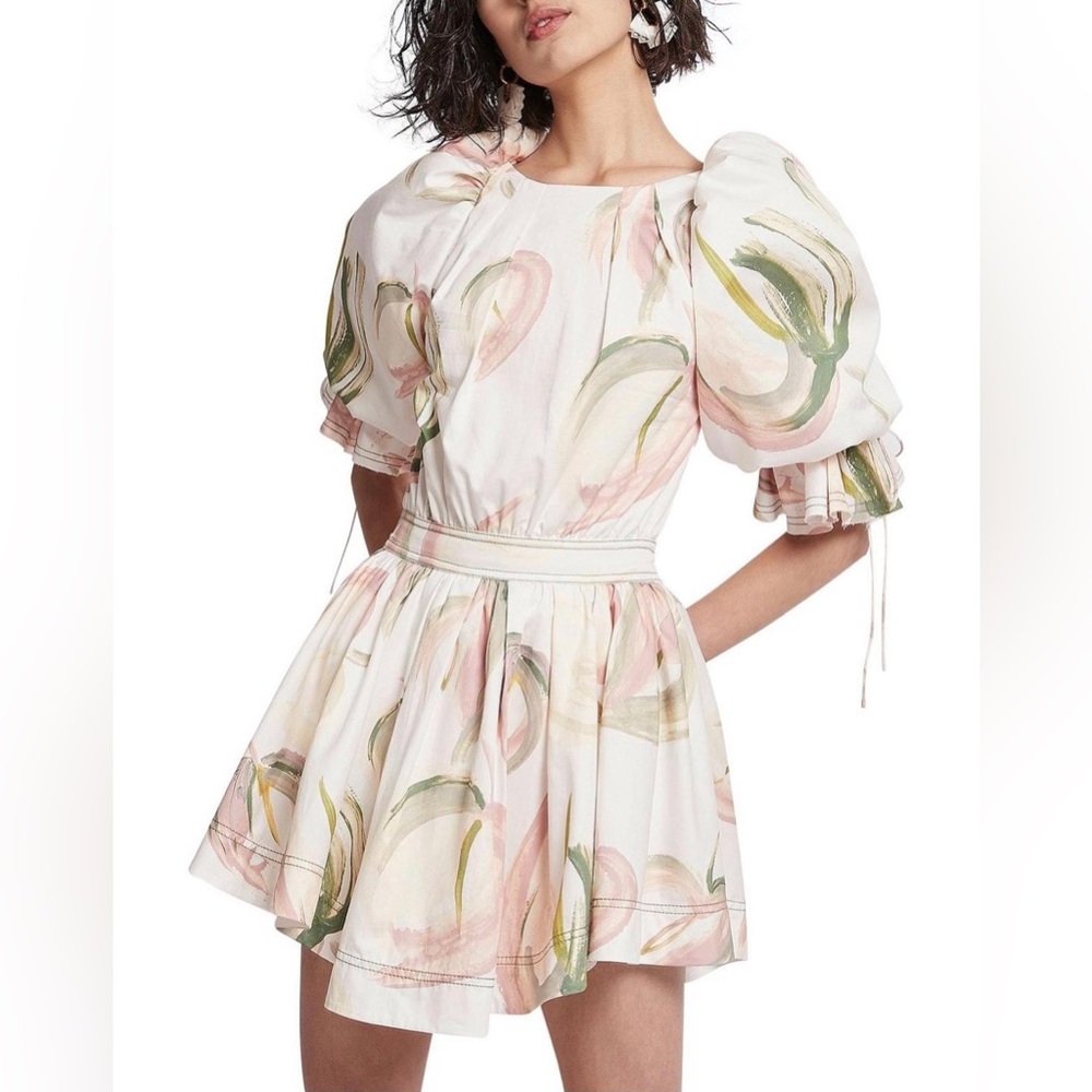 Aje Pastel Puff Sleeve Mini Dress Size Au10/Us6